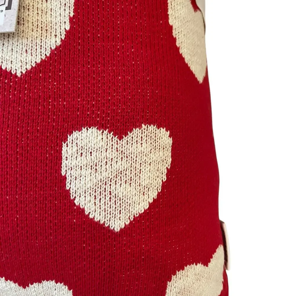 LOVE LETTERS 20x20 Heart Pillow Red and White Valentine's Home Decor NEW